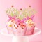 72PCS Glittery Princess Cupcake Toppers – Pink & Gold Crown Tiara Picks for Birthday, Baby Shower & Wedding
